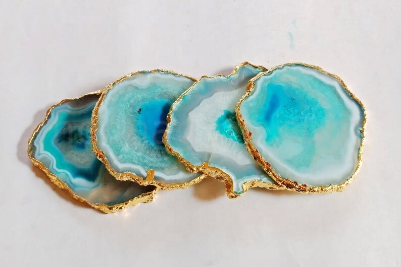 Bulk Turquoise Agate Slices For Coasters