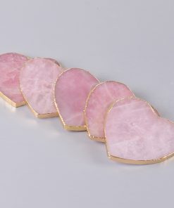 Heart Shape Rose Quartz Agate Coasters