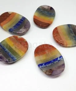 Seven Chakra bonded Worry Stones /Chakra Thumb Stones