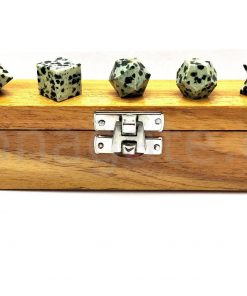 Wholesale Dalmatian Jasper Geometry 7 Pieces Set in Wooden Box, Platonic Set