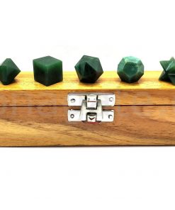 Wholesale Green Jade Geometry 7 Pieces Set in Wooden Box, Platonic Set