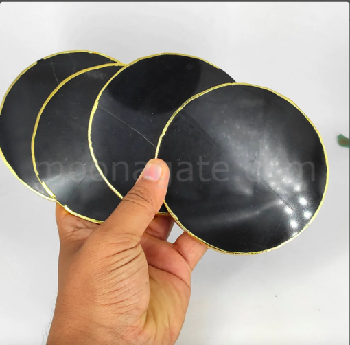 Wholesale Black Agate Gold Rimmed Cup Coasters