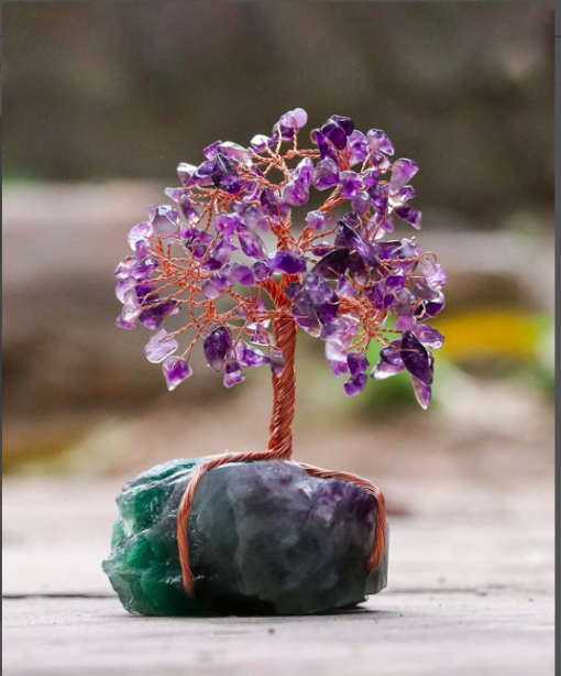 Home Decoration Amethyst Mineral Tree With Multi Fluorite Base