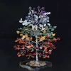 Seven Chakra Crystals Chips Mineral Tree with Stone Slice Base