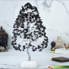 Black Agate Crystals Chips Gemstone Mineral Tree For Decoration With White Quartz Slice Base