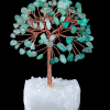 Green Fluorite Small Gemstone Chips Tree With White Cluster Base For Festival Decoration