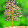 Amethyst Gemstone Mineral Tree with Agate Slice Base