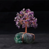 Tiny Amethyst Mineral Tree With Rainbow Fluorite Base