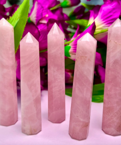 Wholesale Natural Crystal Rose Quartz Obelisk Tower Points ( 8 Faceted )