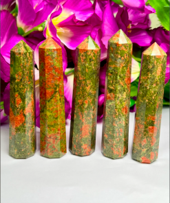 Wholesale Natural Crystal African Unakite Obelisk Tower Points ( 8 Faceted )