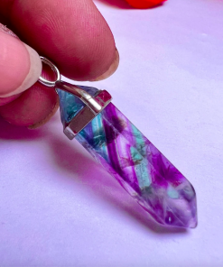 Multi Fluorite Double Pointed Pencil Crystal Pendent