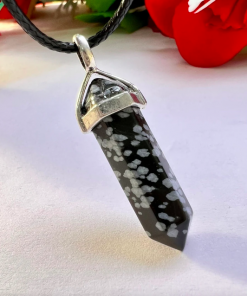 Snowflake Obsidian Double Pointed Pencil Crystal Pendent