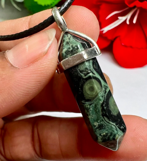 Kambaba Jasper Double Pointed Pencil Crystal Pendent