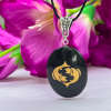 Pisces Zodiac Sign Engraved Black Tourmaline Pendent