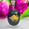 Taurus Zodiac Sign Engraved Black Tourmaline Pendent