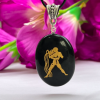 Aquarius Zodiac Sign Engraved Black Tourmaline Pendent