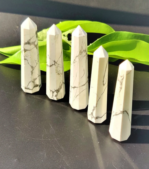 Wholesale Natural Crystal White Hawlite Obelisk Point Towers ( 8 Faceted )