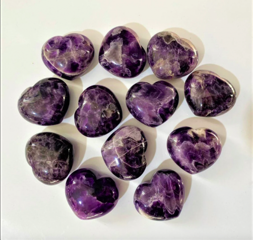 Wholesale Natural Stone Chevron Amethyst Puffy Hearts