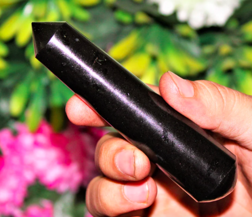 Wholesale Natural Crystal Black Tourmaline Faceted Massage Wands
