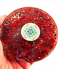 Wholesale Red Jasper Flower of Life Orgonite Coaster