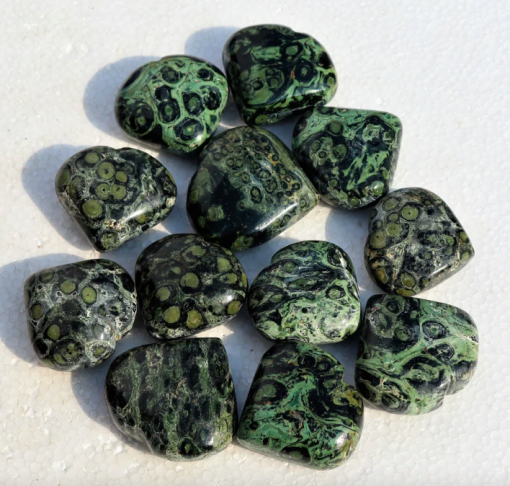 Kambaba Jasper Gemstone Puffy Hearts