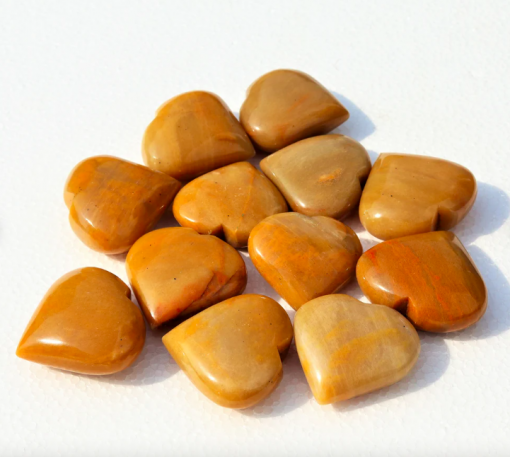 Camel Jasper Gemstone Puffy Hearts