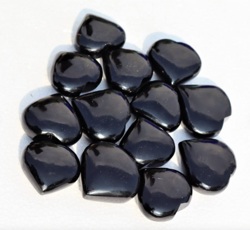 Black Obsidian Gemstone Puffy Hearts