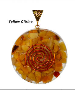 Yellow Citrine Copper Coil Orgonite Pendent