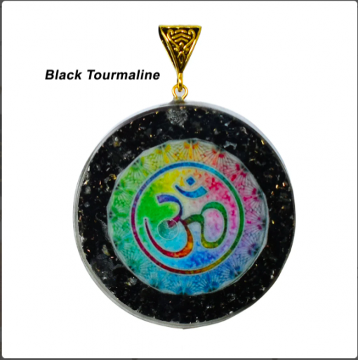 Black Agate Om Orgone Pendent