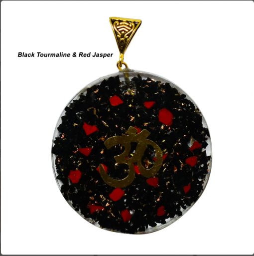 Black Agate & Jasper Om Orgone Pendent
