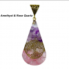 Amethyst & Rose Quartz Tear Drop Orgonite Pendent