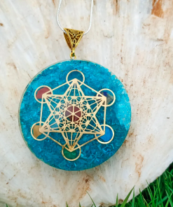 Dyed Turquoise Metatron Chakra Orgonite Energy Pendent