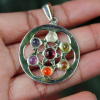 Flower Round Shape Seven Chakra Metal Pendant