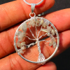 Smokey Quartz Tree of Life Chips Metal Pendent