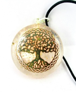 Clear Quartz Dyed Tree of Life Orgonite Energy Pendent