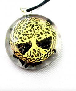 Black Tourmaline Tree of Life Orgonite Energy Pendent Necklace